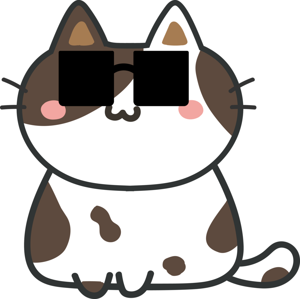 Cat with sunglasses cartoon character crop-out png