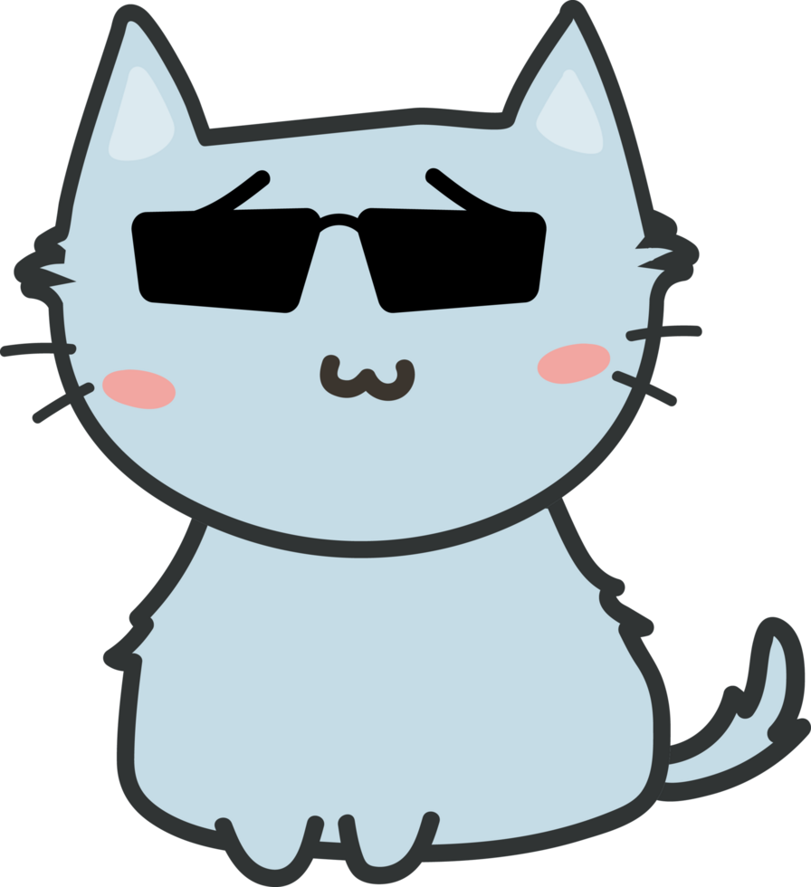 Cat with sunglasses cartoon character crop-out png