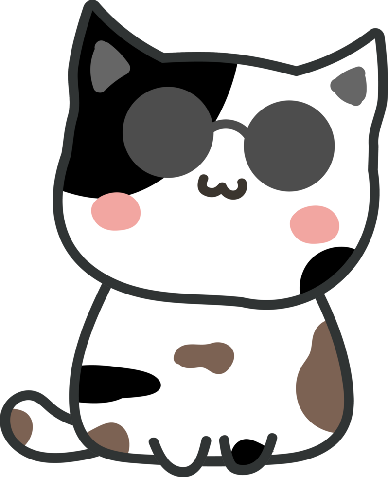 Cat with sunglasses cartoon character crop-out png