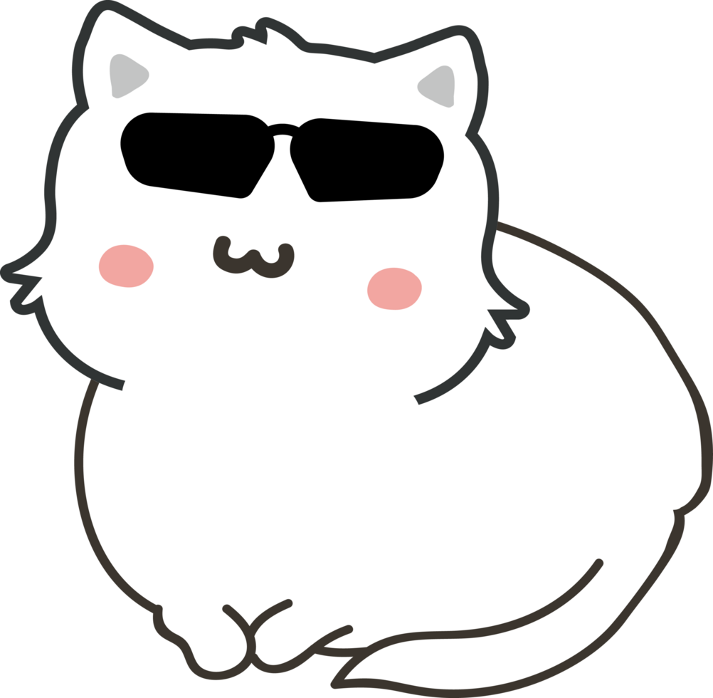 Cat with sunglasses cartoon character crop-out png