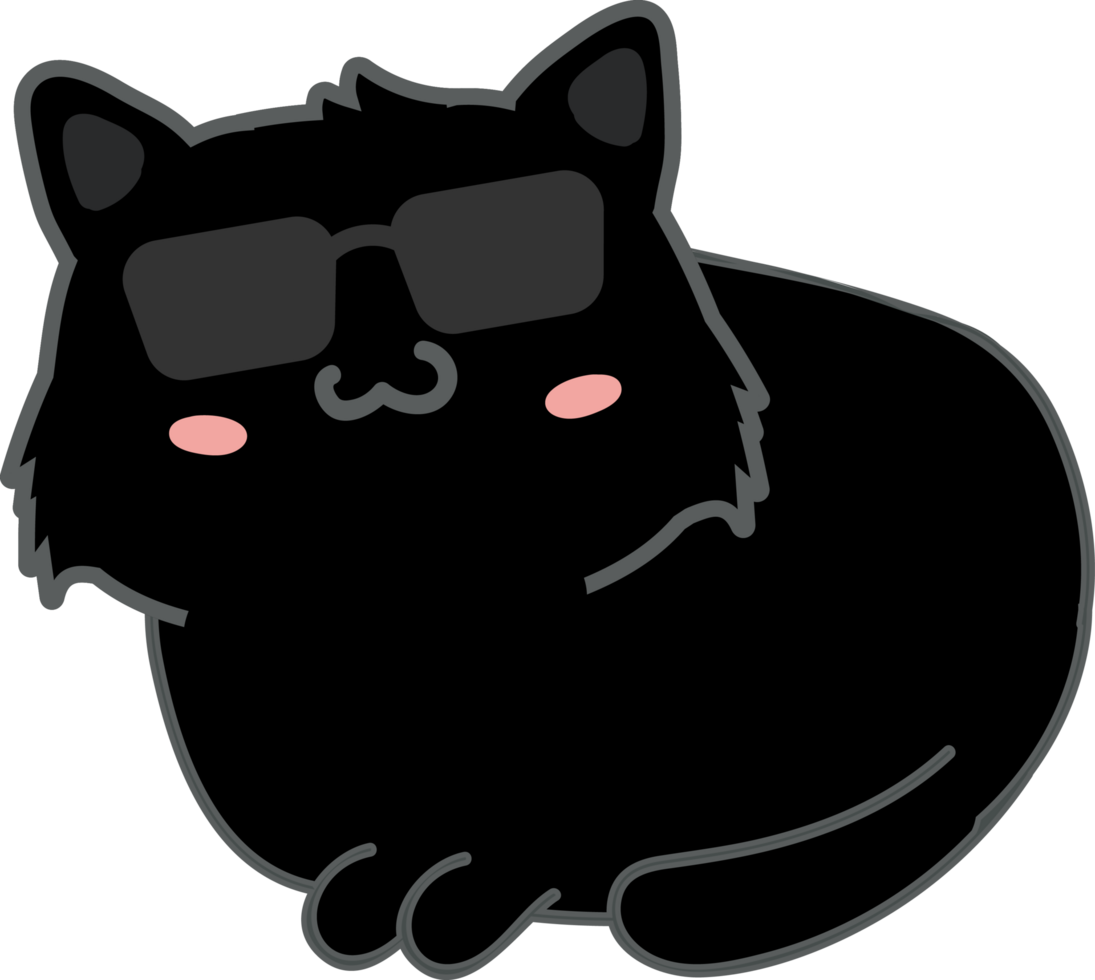 Cat with sunglasses cartoon character crop-out png