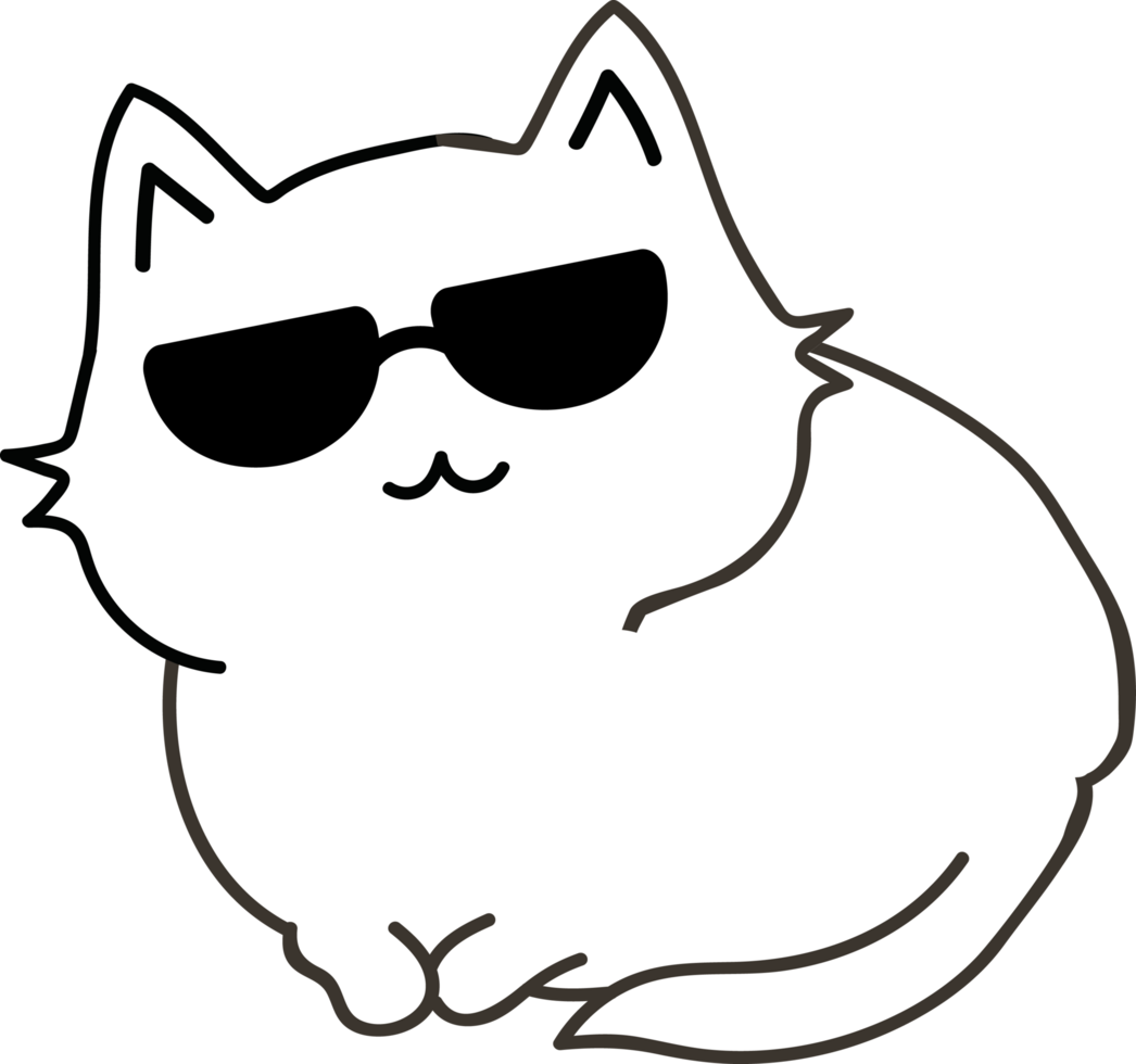 Cat with sunglasses cartoon character crop-out png