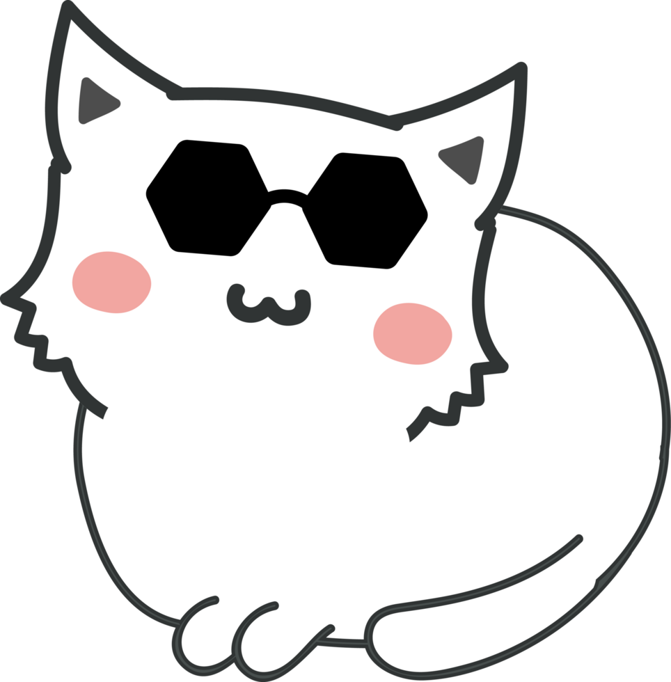 Cat with sunglasses cartoon character crop-out png