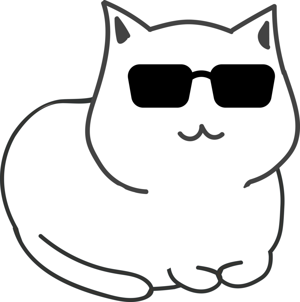 Cat with sunglasses cartoon character crop-out png