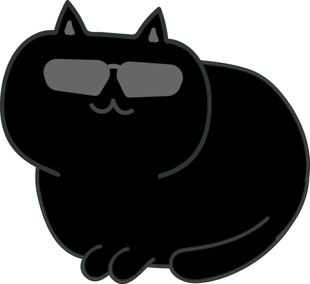 Cat with sunglasses cartoon character crop-out png