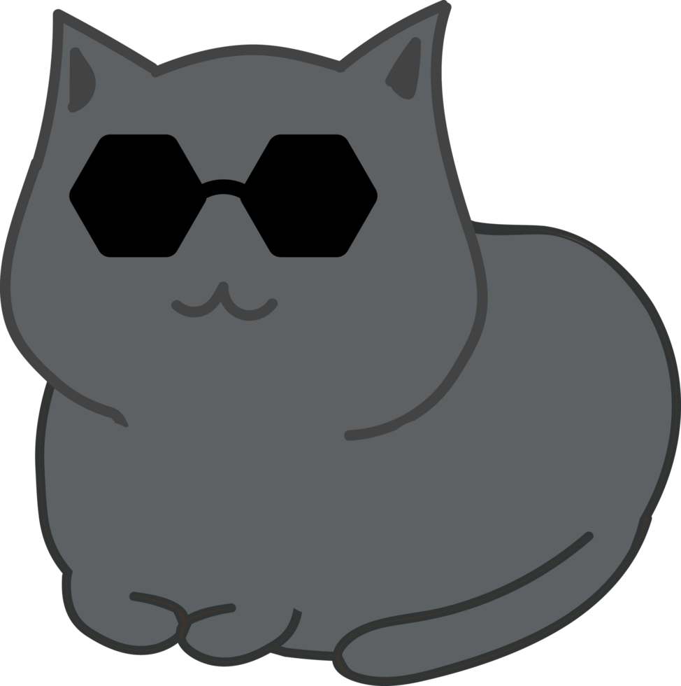 Cat with sunglasses cartoon character crop-out png