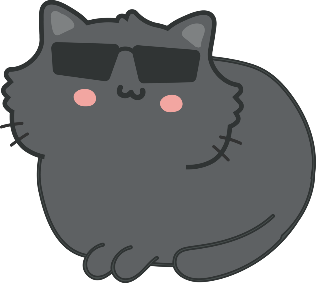 Cat with sunglasses cartoon character crop-out png