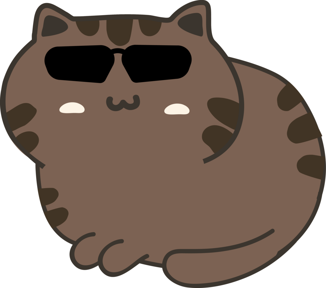 Cat with sunglasses cartoon character crop-out png