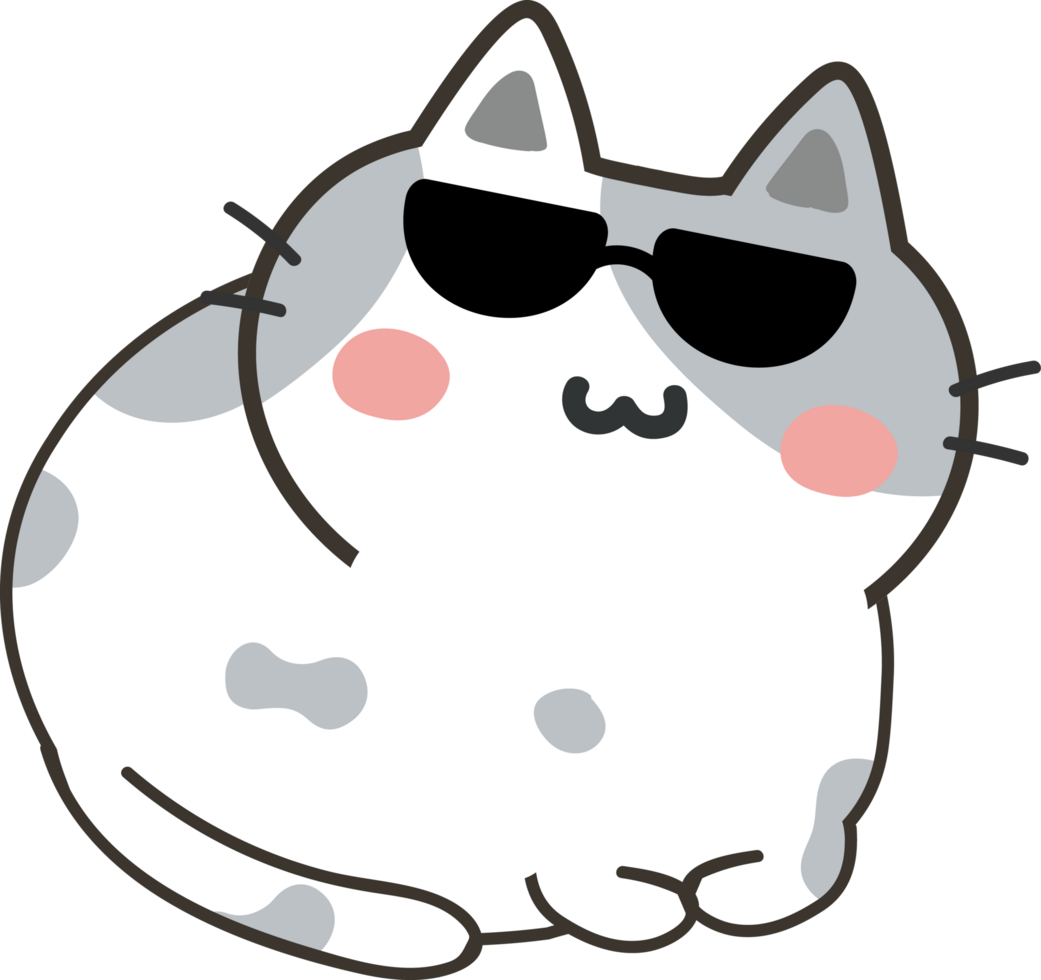 Cat with sunglasses cartoon character crop-out png