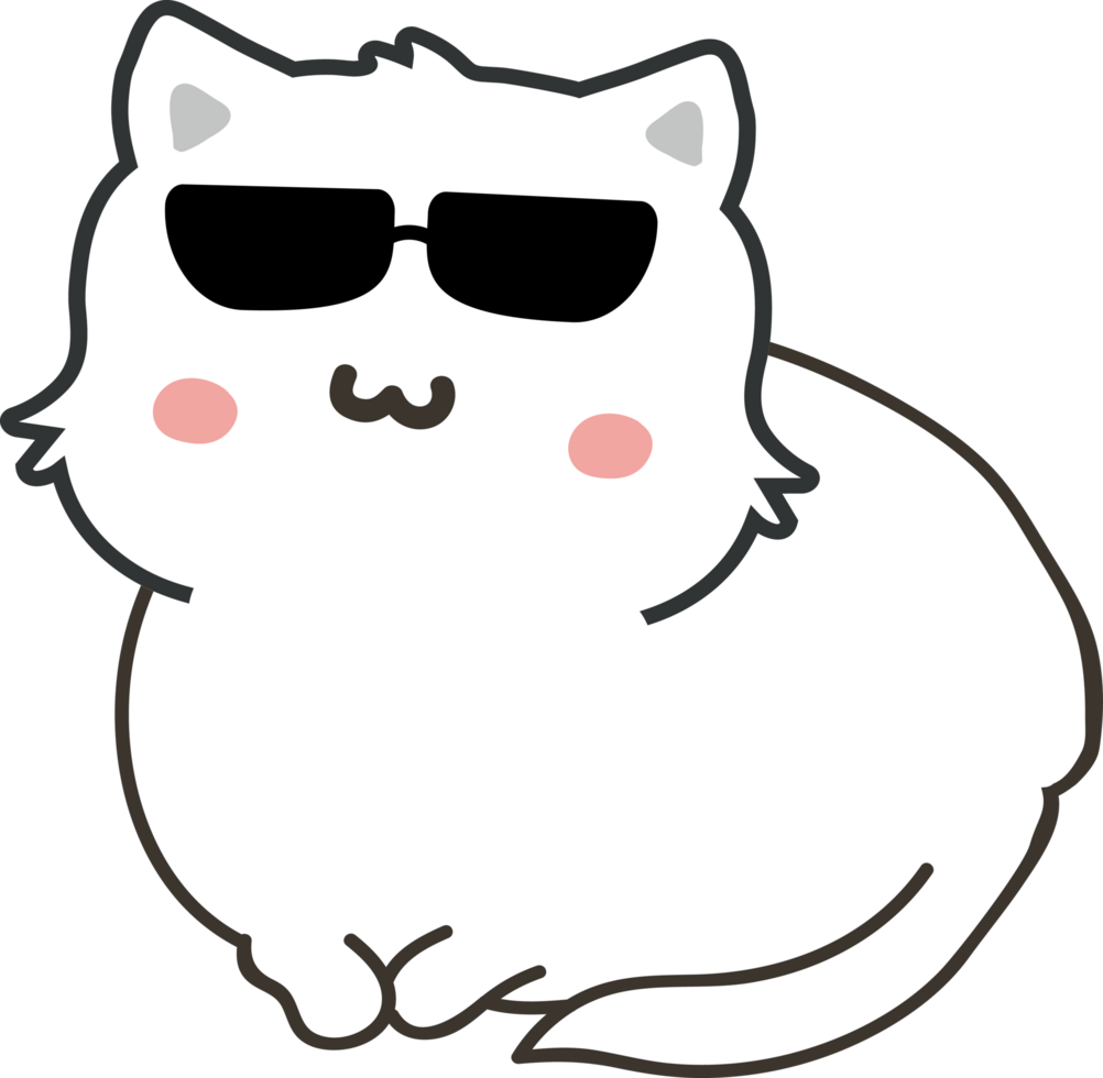 Cat with sunglasses cartoon character crop-out png