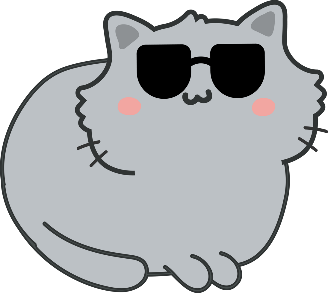 Cat with sunglasses cartoon character crop-out png