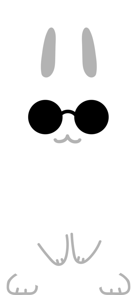 Rabbit with sunglasses cartoon character crop-out png