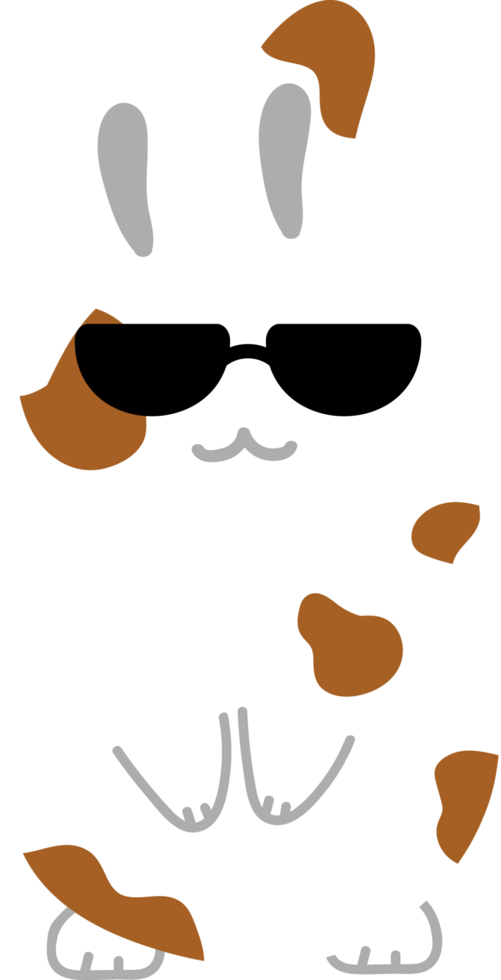 Rabbit with sunglasses cartoon character crop-out png