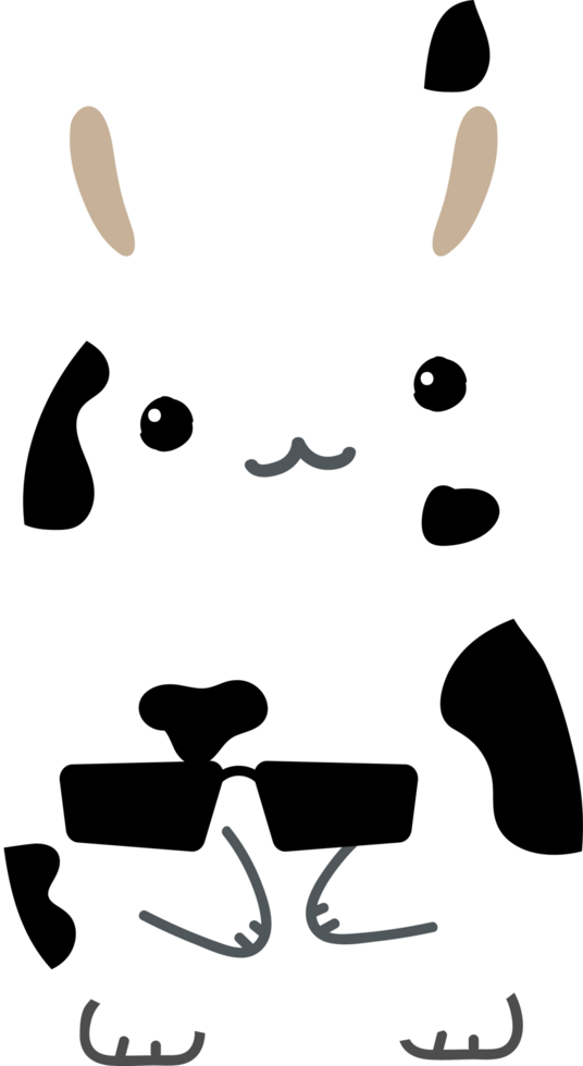 Rabbit with sunglasses cartoon character crop-out png
