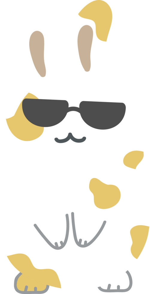 Rabbit with sunglasses cartoon character crop-out png