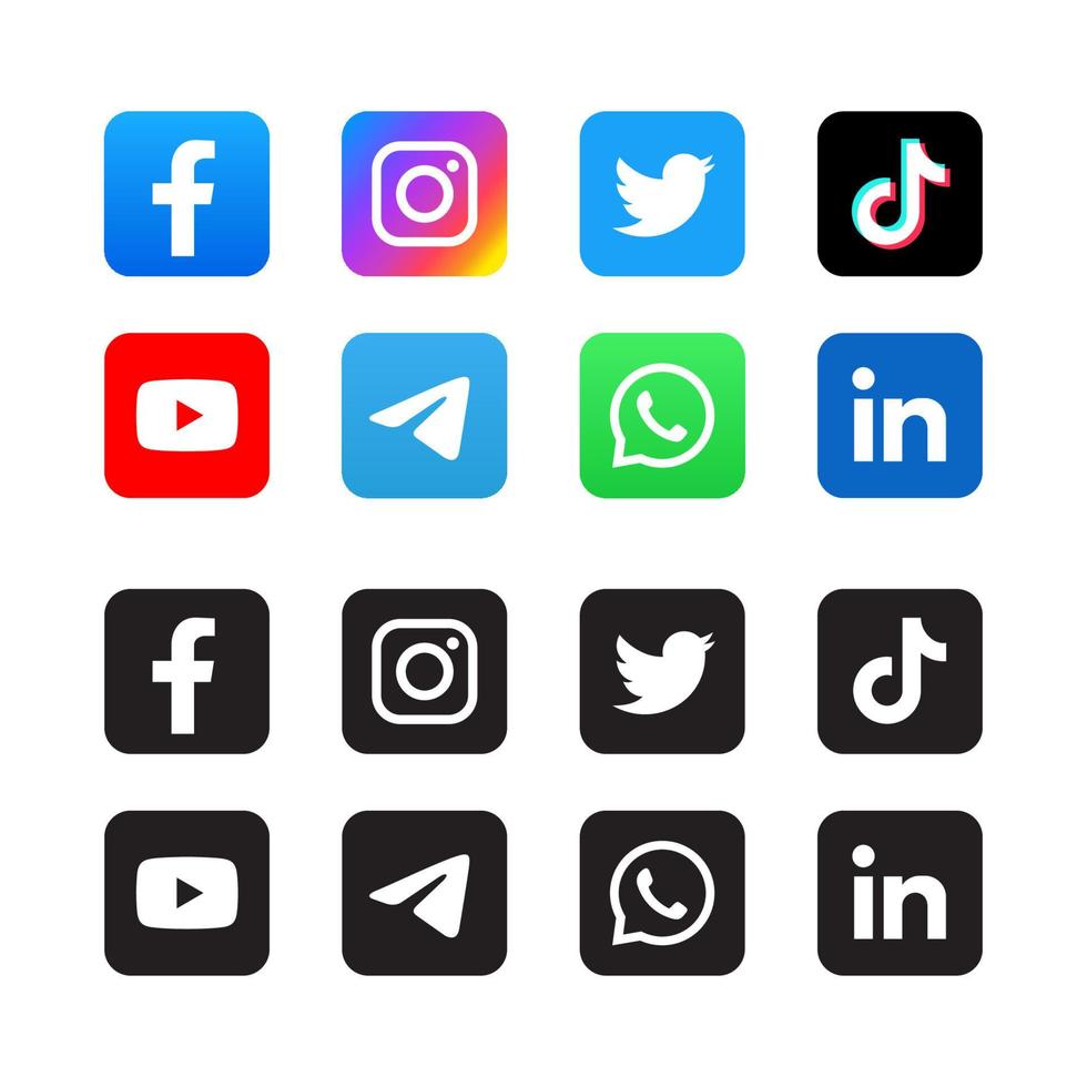 Set of social media icons vector