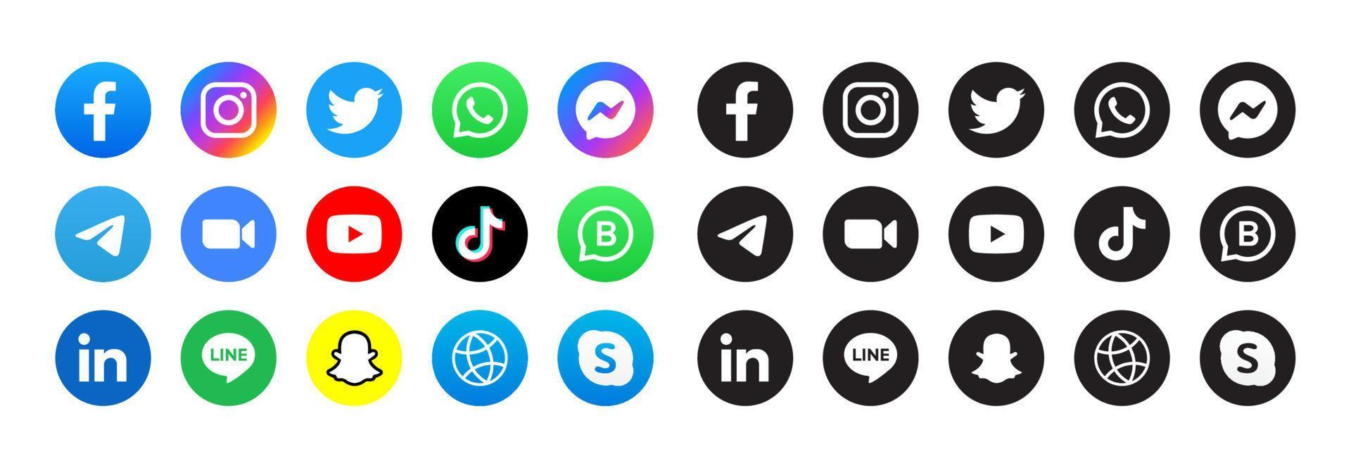 Set of social media icons vector