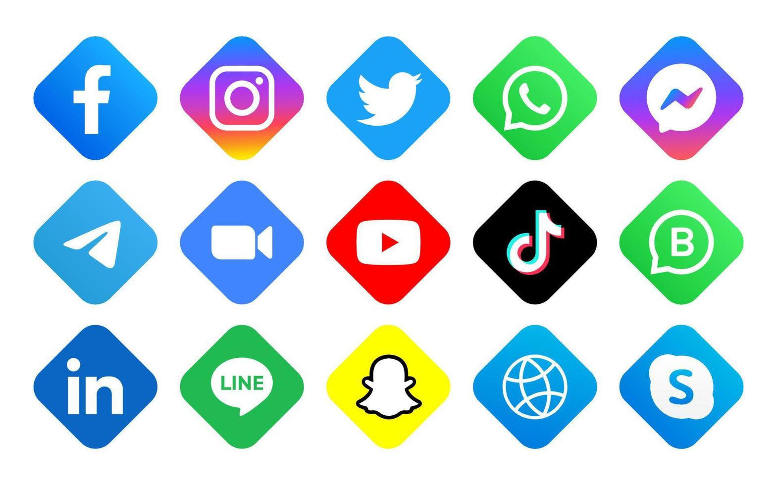 Set of social media icons vector