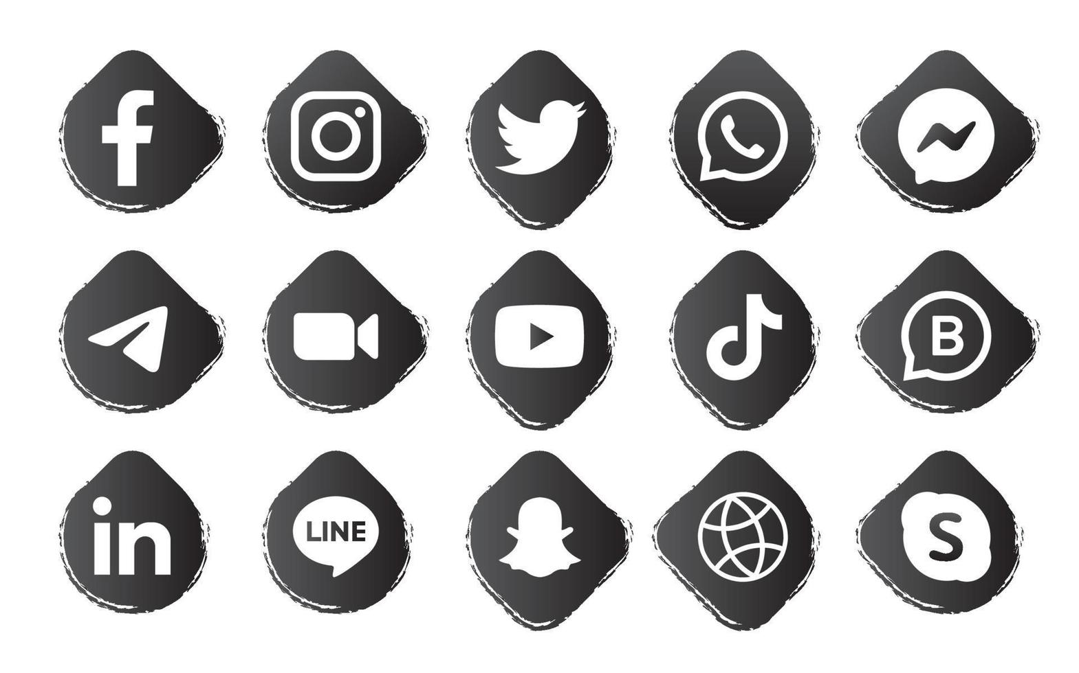 Set of social media icons vector