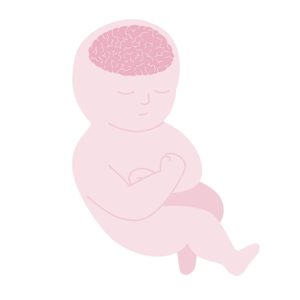 Isolated of newborn with brain, pink color. vector