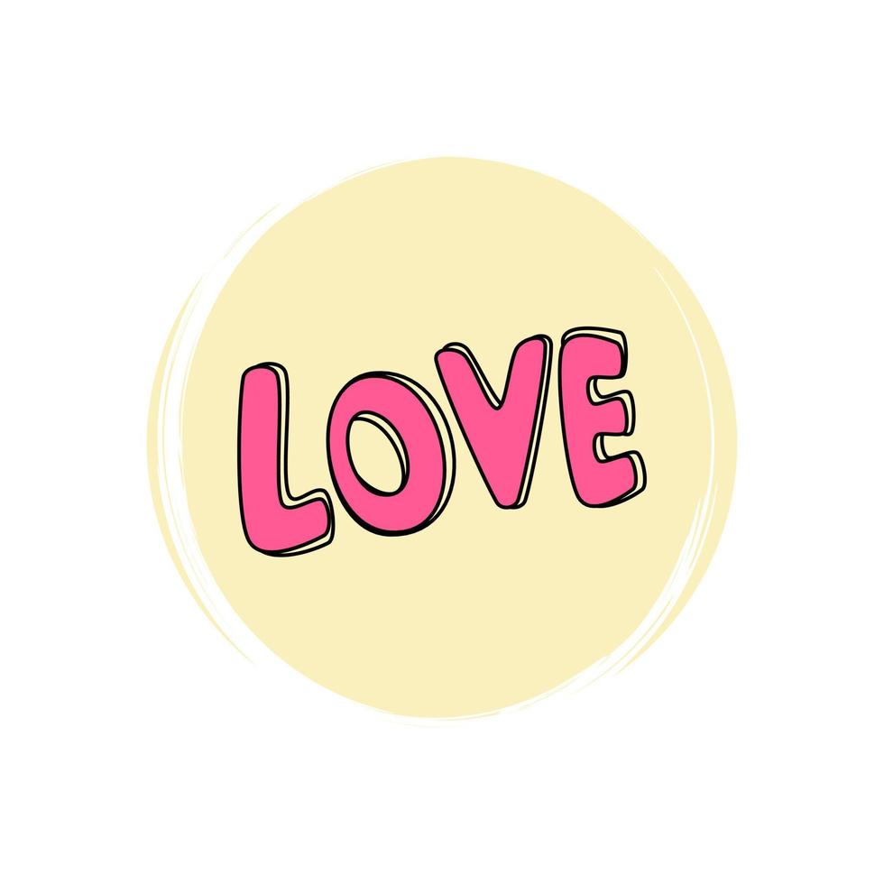 Cute logo or icon vector with love word, illustration on circle with brush texture, for social media story and highlights