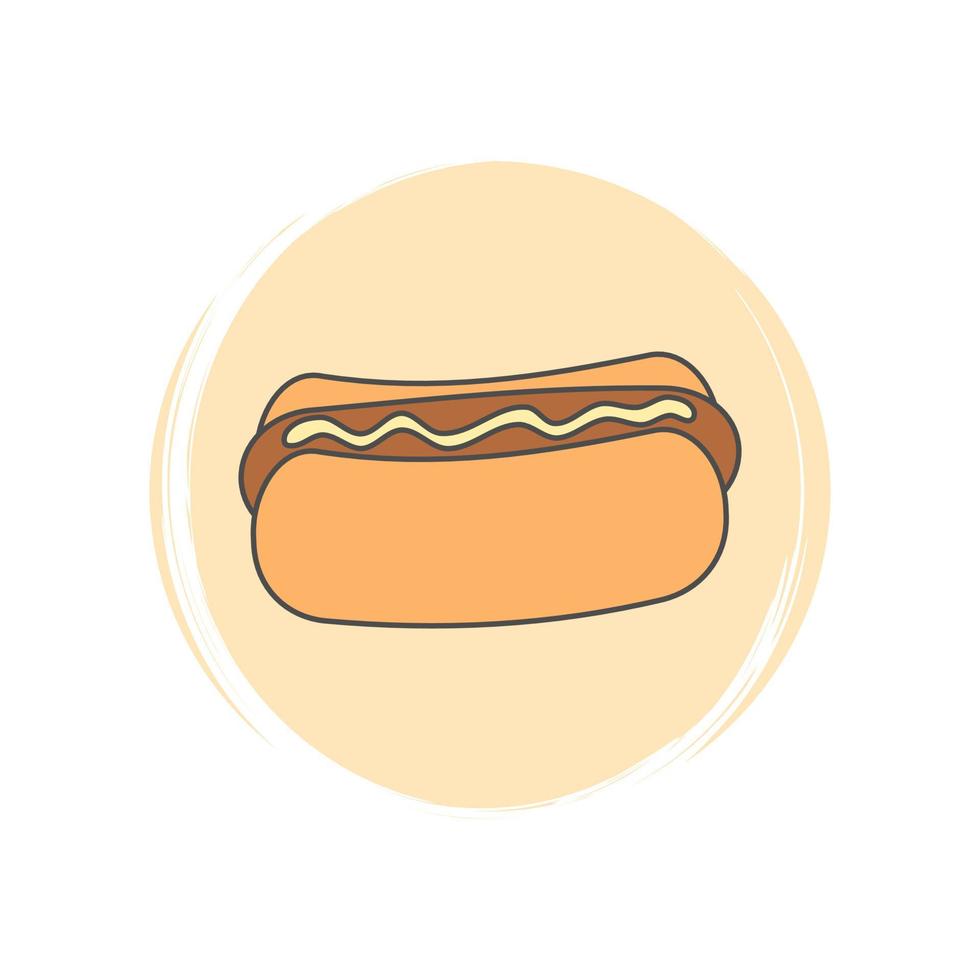 Hot dog icon, vector illustration on circle with brush texture, for social media story highlight