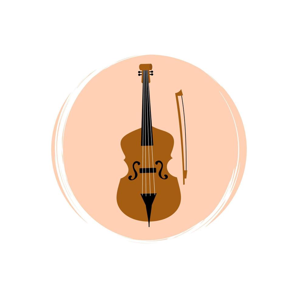 Cute logo or icon vector with violin, illustration on circle for social media story and highlights