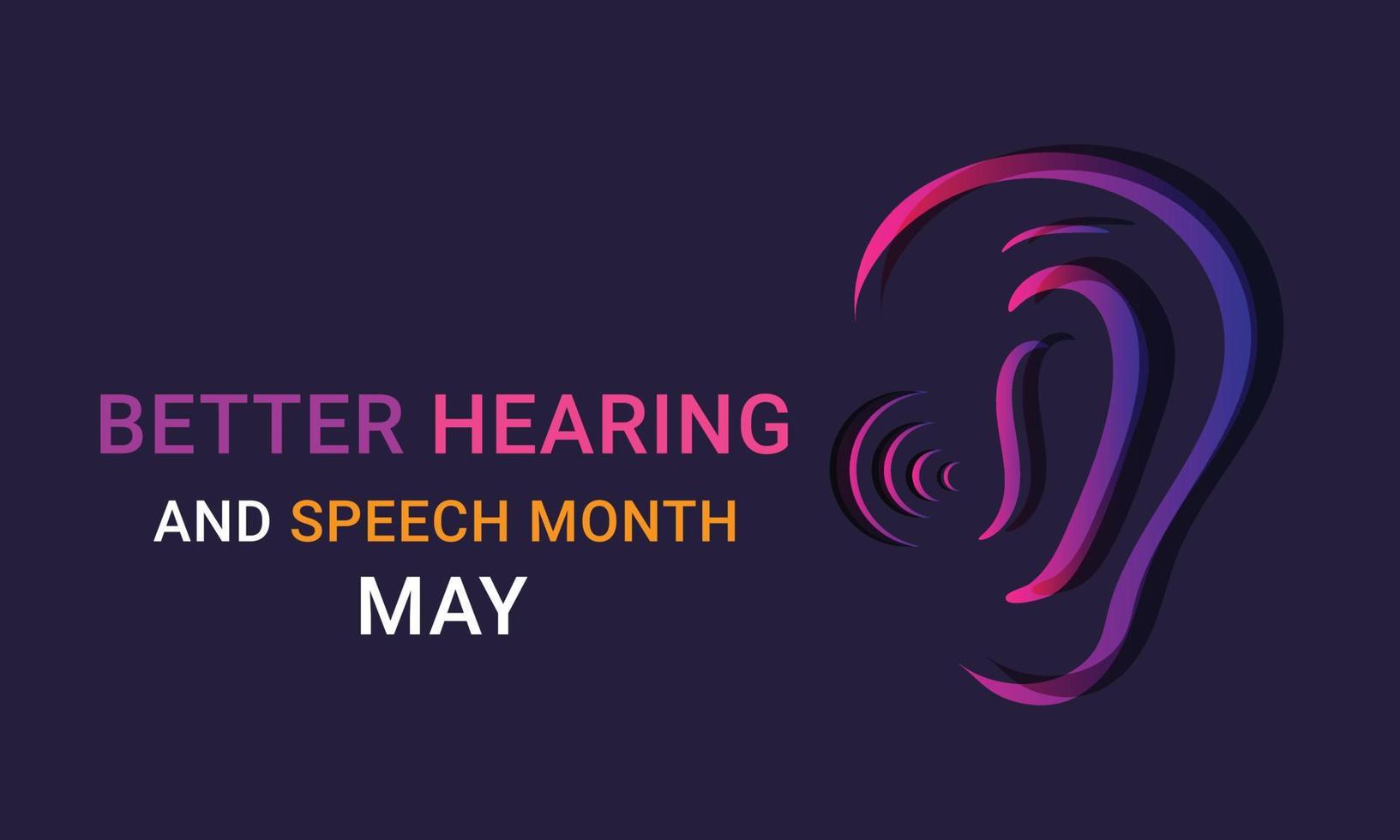 May is Better Hearing and Speech Month. Template  background, banner, card, poster. vector illustration.