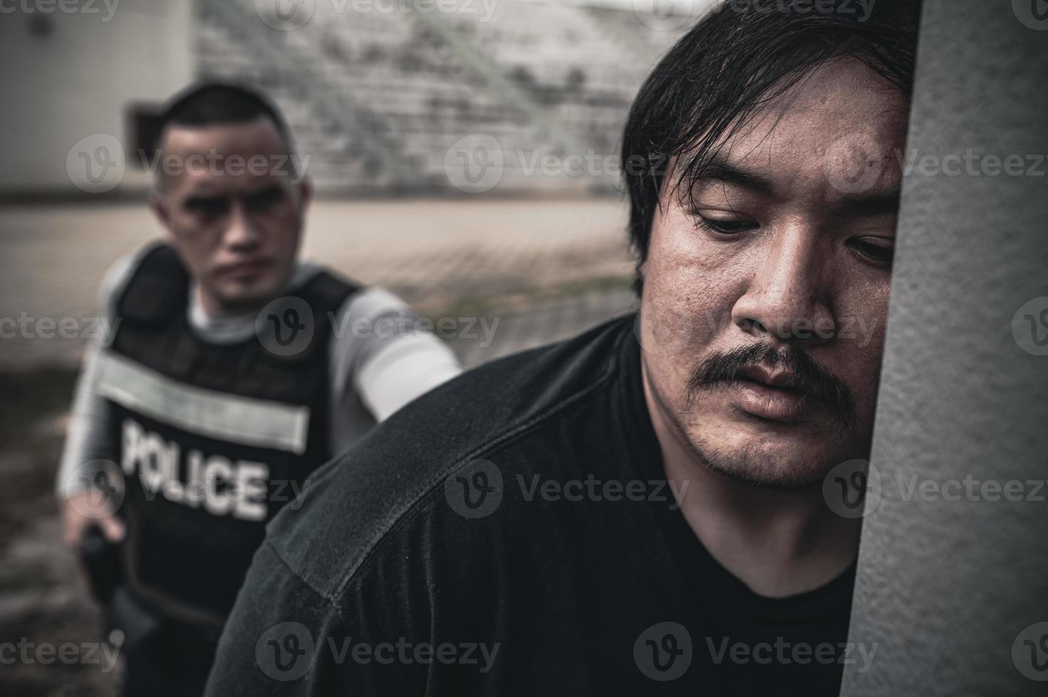 Police and thief concept,The cop catch criminals break the law photo