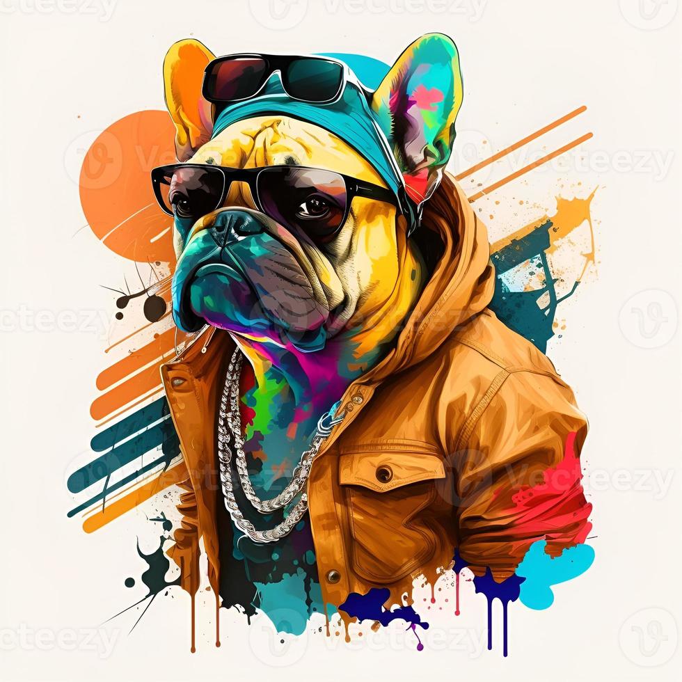 A dog with sunglasses and a jacket Illustration Dog Pop Art photo