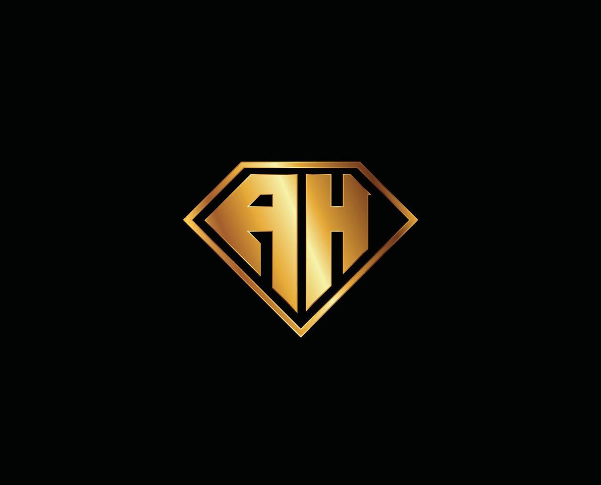 AH diamond shape gold color design vector