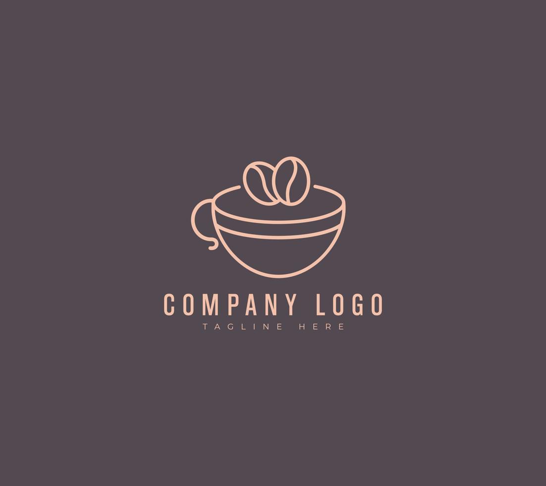 ilustración de café tienda frijoles y hojas con línea Arte en un minimalista estilo logo modelo prima vector