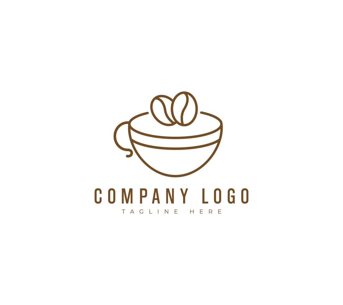 illustration of coffee shop beans and leaves with line art in a minimalist style logo template premium vector