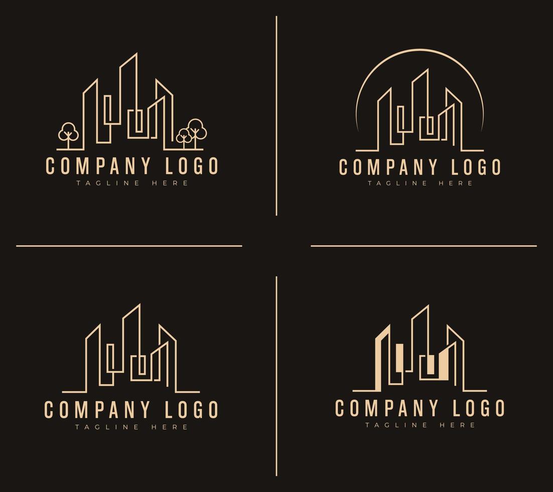 ciudad edificio logo diseño con un moderno y minimalista concepto. construcción, arquitectura, y real inmuebles resumen para logo diseño inspiración prima vector colección