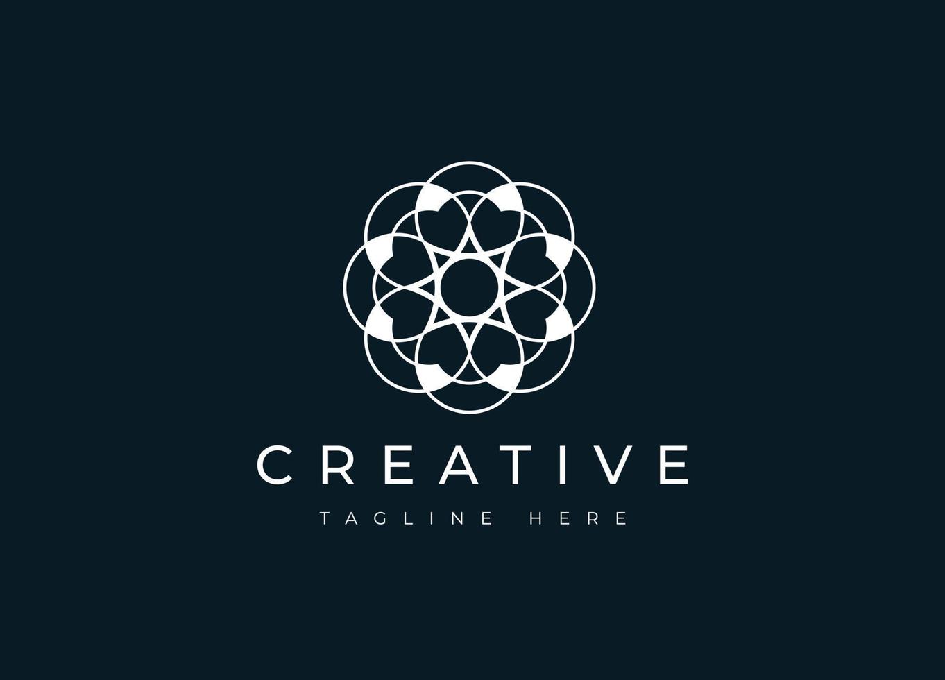 Geometrical Flower of Life pattern with Symmetrical esoteric symbol in gold color with a dark cool background. vector