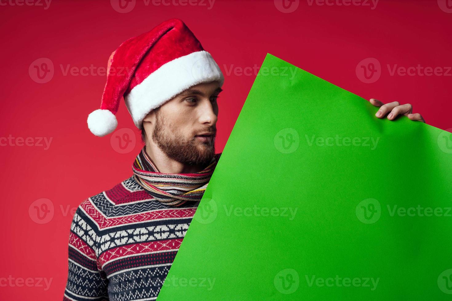 handsome man in New Year's clothes advertising copy space isolated background photo