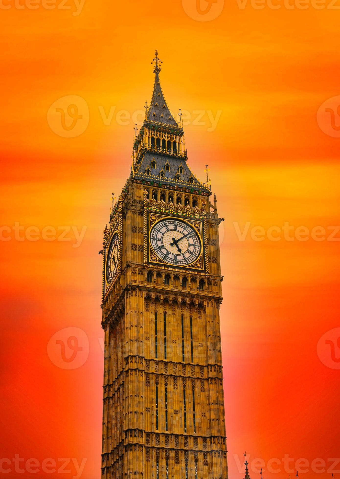 Big ben at sunset in London, UK. 21987938 Stock Photo at Vecteezy