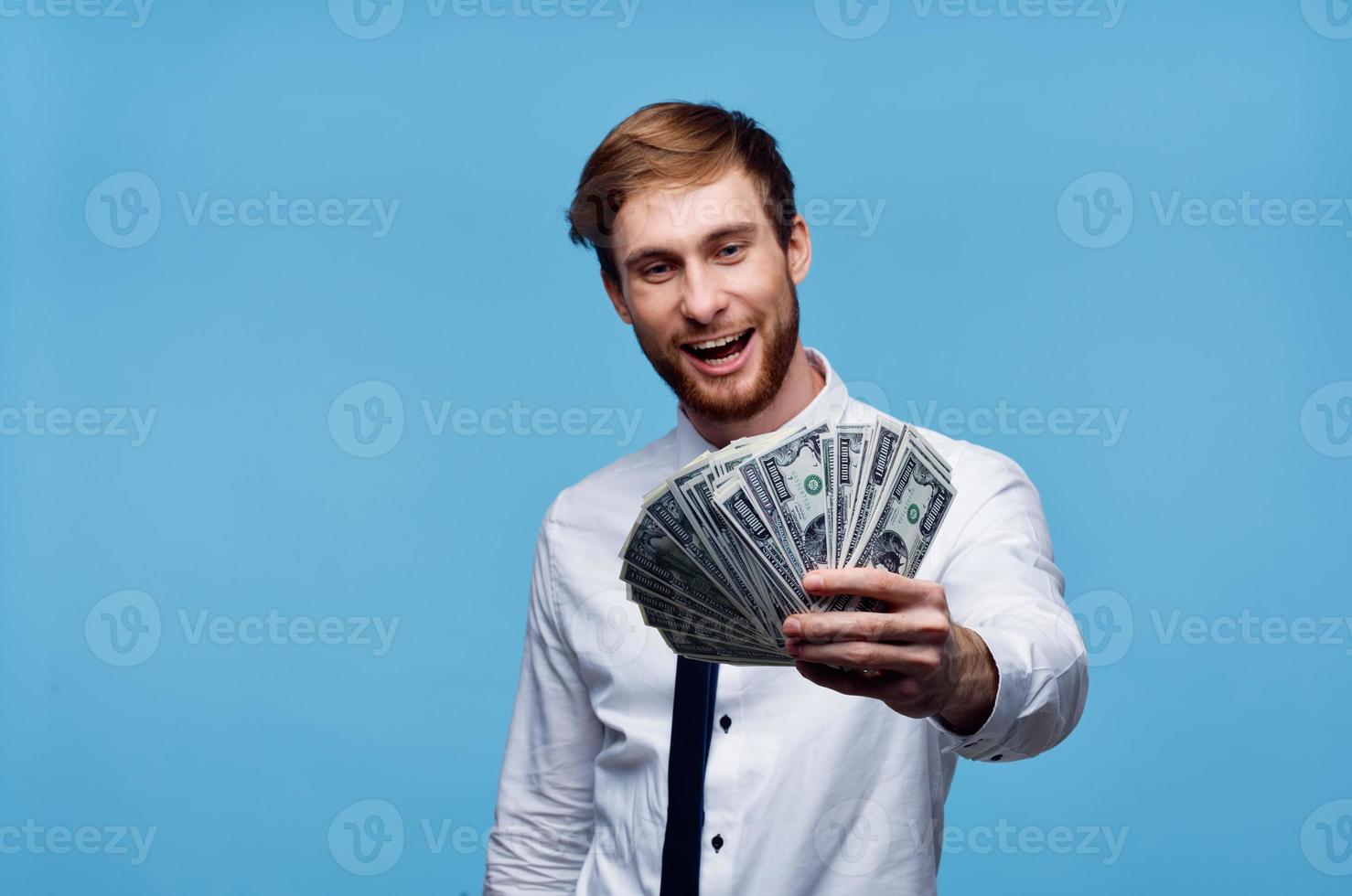 Cheerful man with money wealth executive finance photo