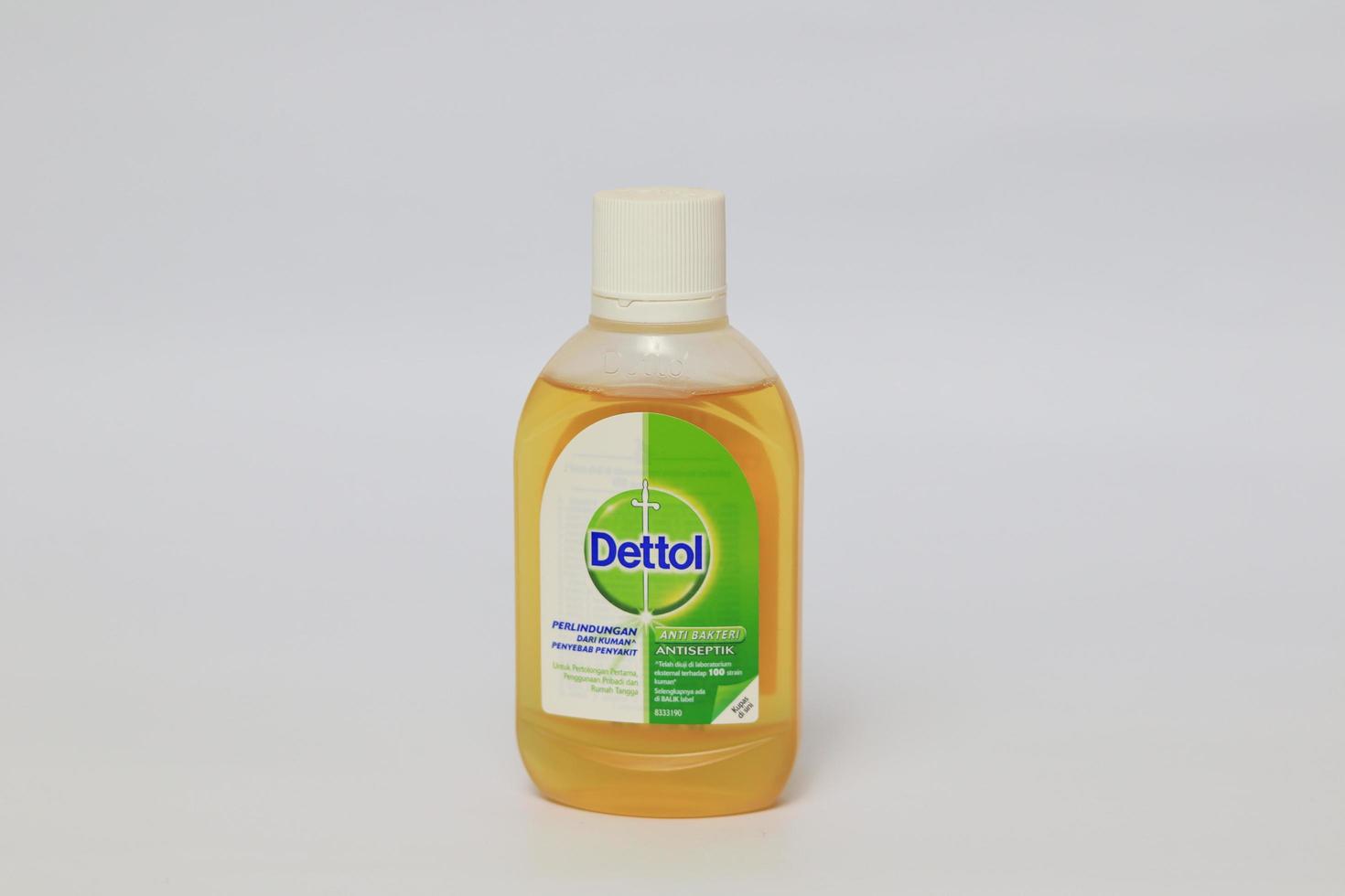 Lampung Selatan , Indonesia, 06 March 2023, Dettol Antibacterial Disinfectant isolated on white background. photo