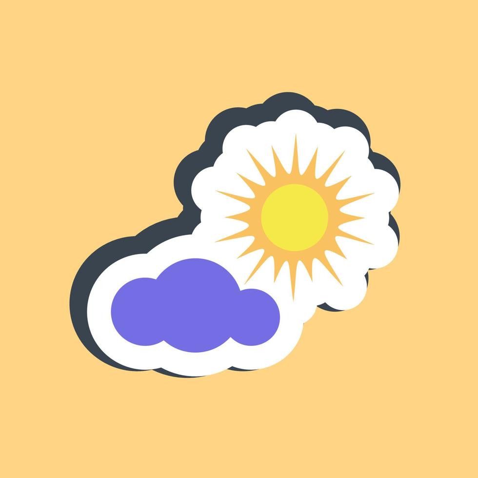 Sticker partly sunny. Weather elements symbol. Good for prints, web, smartphone app, posters, infographics, logo, sign, etc. vector