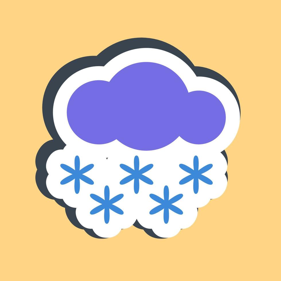 Sticker snowing. Weather elements symbol. Good for prints, web, smartphone app, posters, infographics, logo, sign, etc. vector