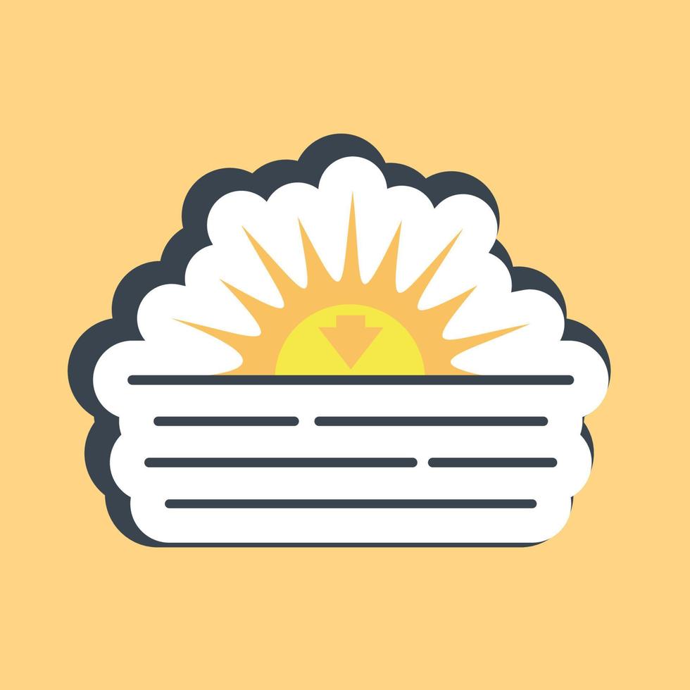 Sticker sunset. Weather elements symbol. Good for prints, web, smartphone app, posters, infographics, logo, sign, etc. vector