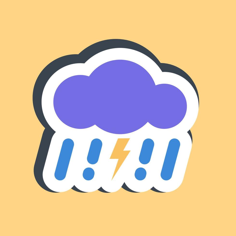 Sticker thunder storm. Weather elements symbol. Good for prints, web, smartphone app, posters, infographics, logo, sign, etc. vector