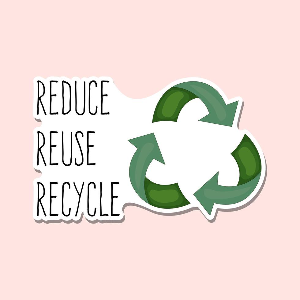 vector hand drawn reduce reuse recycle lettering, sticker