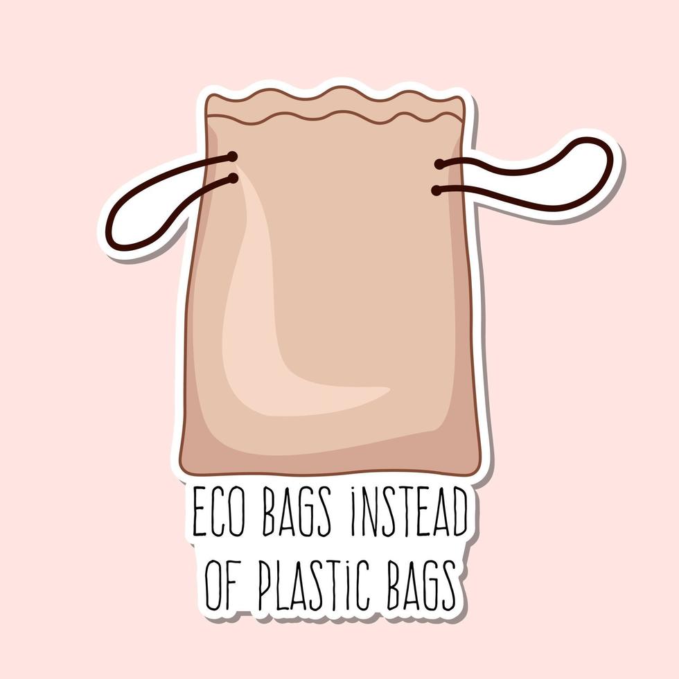 vector eco pegatina con eco pantalones inscripción y Respetuoso del medio ambiente bio paquete aislado en rosado antecedentes.