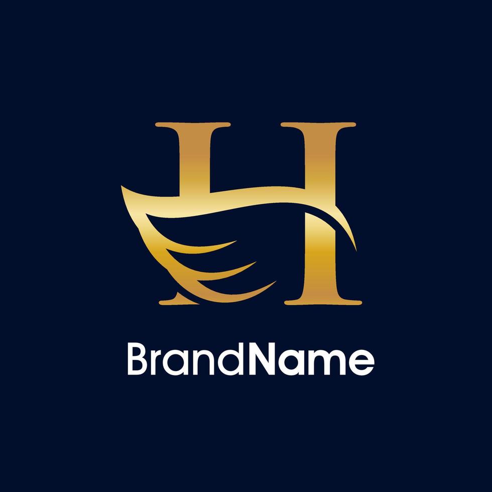 Elegant Initial H Wing Logo vector