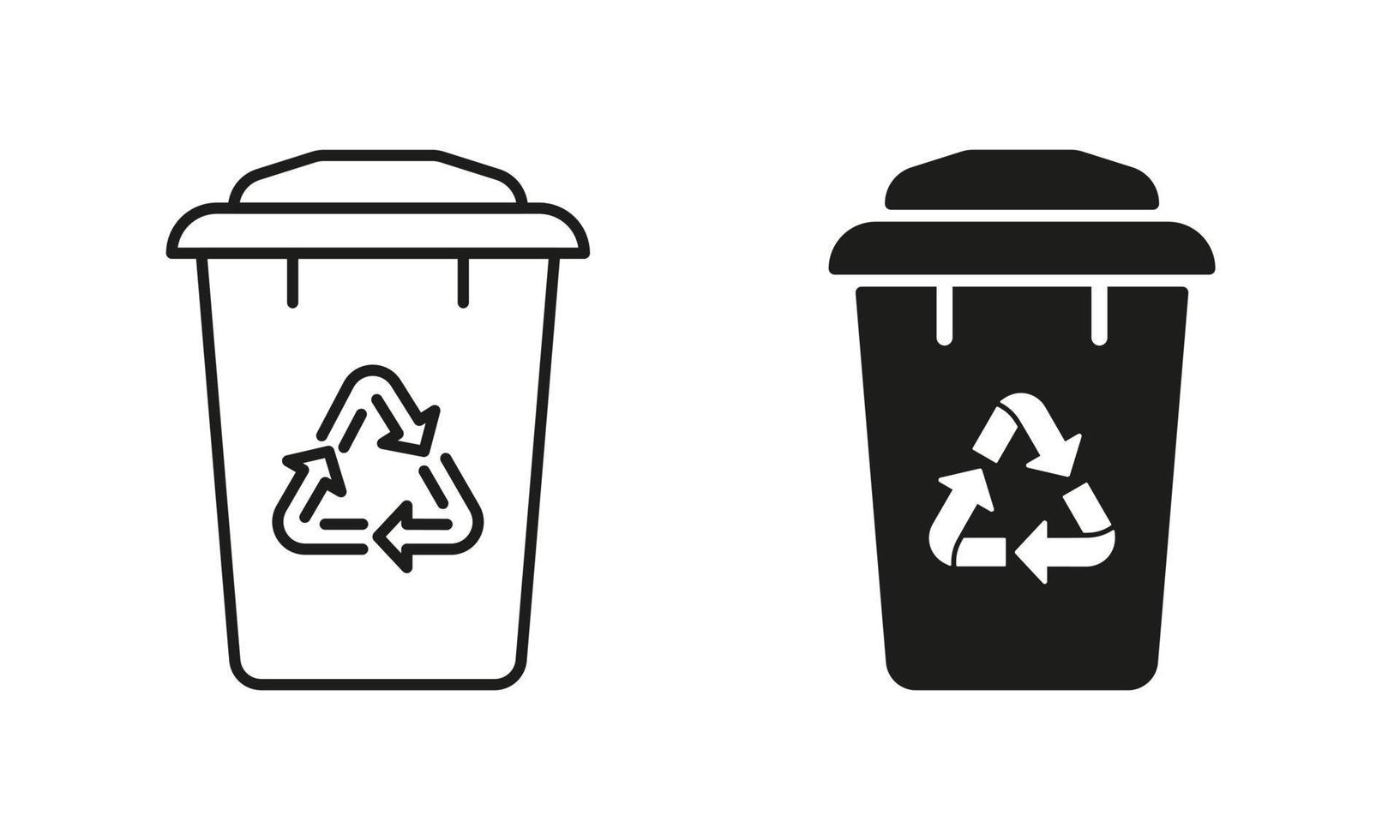 Ilustración Vectorial De Un Conjunto De Botes De Basura. Reciclaje De  Recolección De Separación De Basura Y Reciclaje Aislado Sobre Fondo Blanco.  Basura En Botes De Basura Con Iconos De Basura Clasificados.