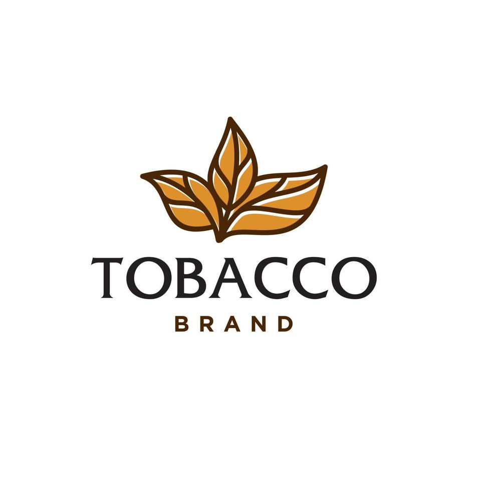 golden brown Tobacco leaves logo design vector. cigar brand icon with leaf icon in trendy modern line art design illustration vector