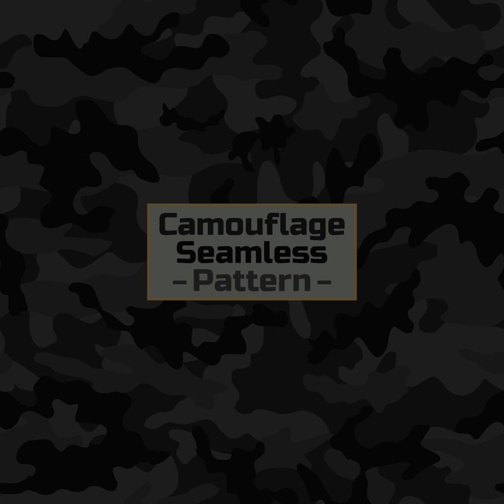 Black camouflage seamless pattern pattern. Vector camo background