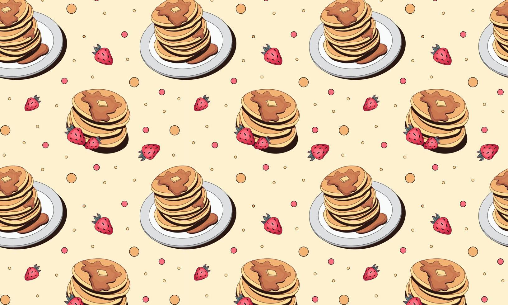 Pancake and strawberry pattern vector